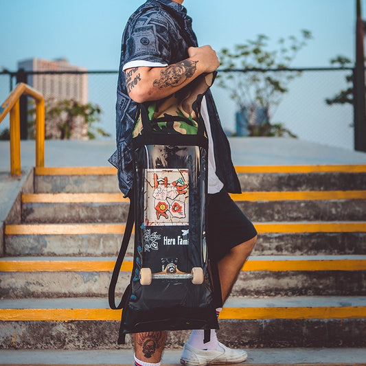 Free Shipping New Oxford Fabric Double Rocker Bags Skateboard Backpack Lovers Bags Black Students Bags Skateboard Bags